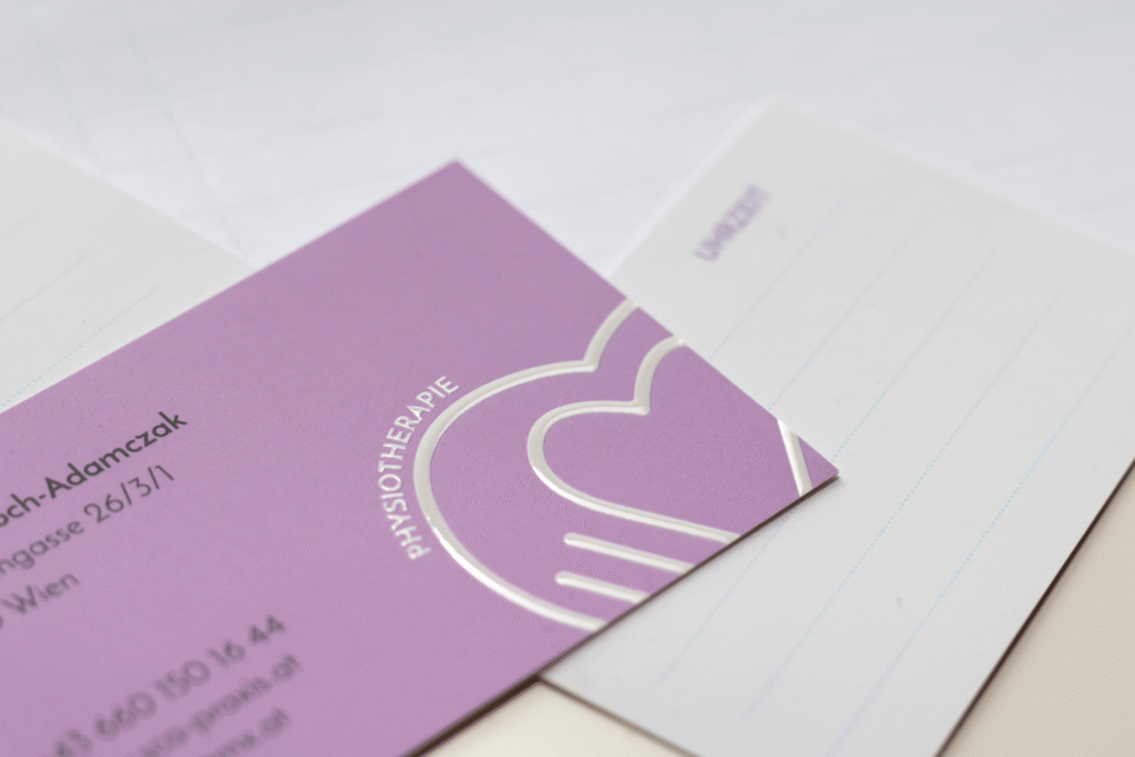 Close up photo of business cards with haptic coating
