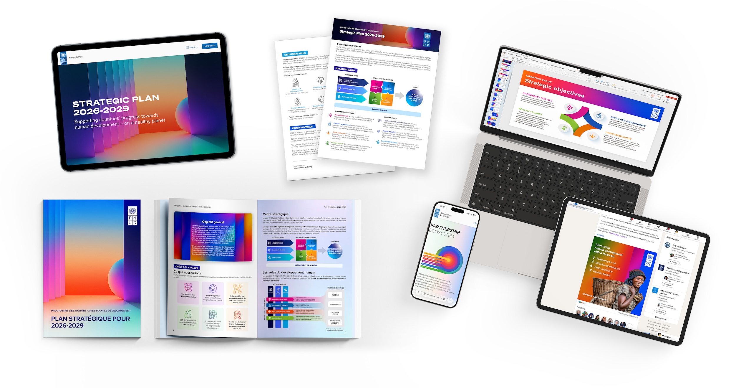 Mockup showcasing different design assets, print and digital